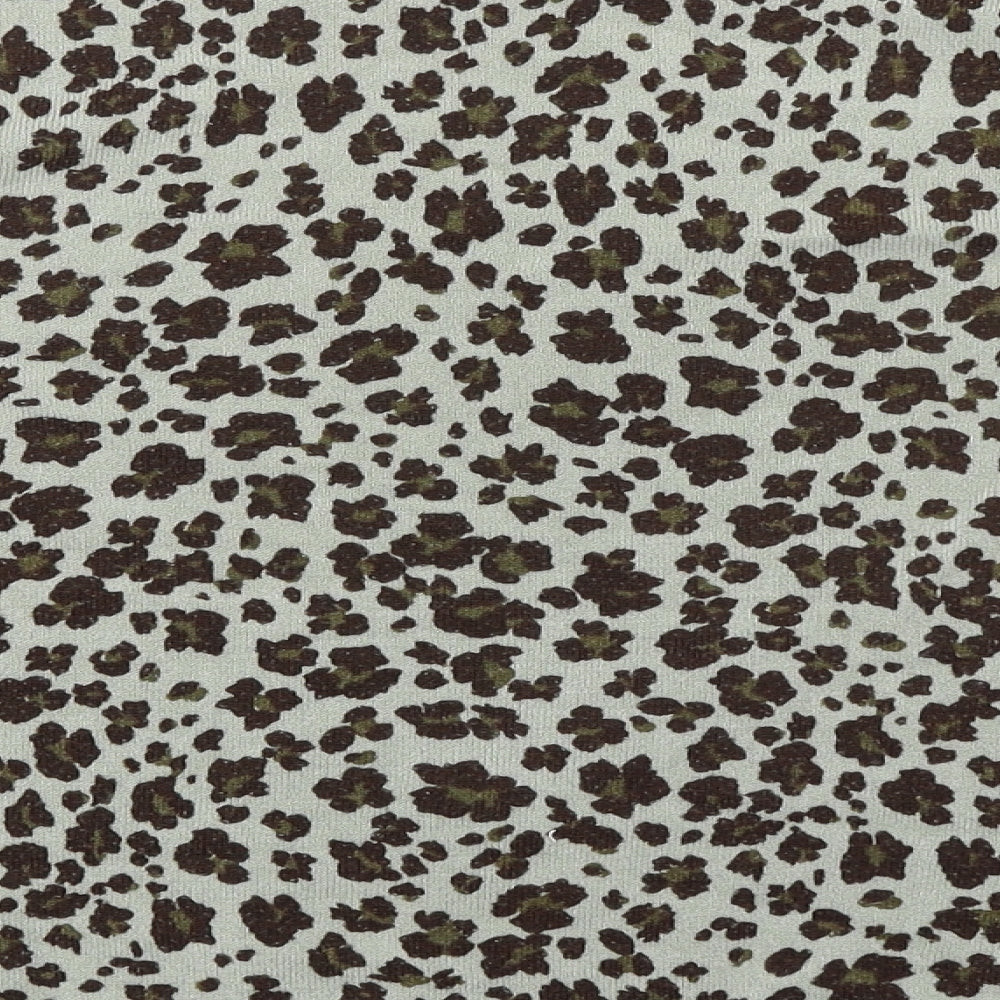 Marks & Spencer Womens Grey Round Neck Animal Print Acrylic Pullover Jumper Size 10 - Leopard Print