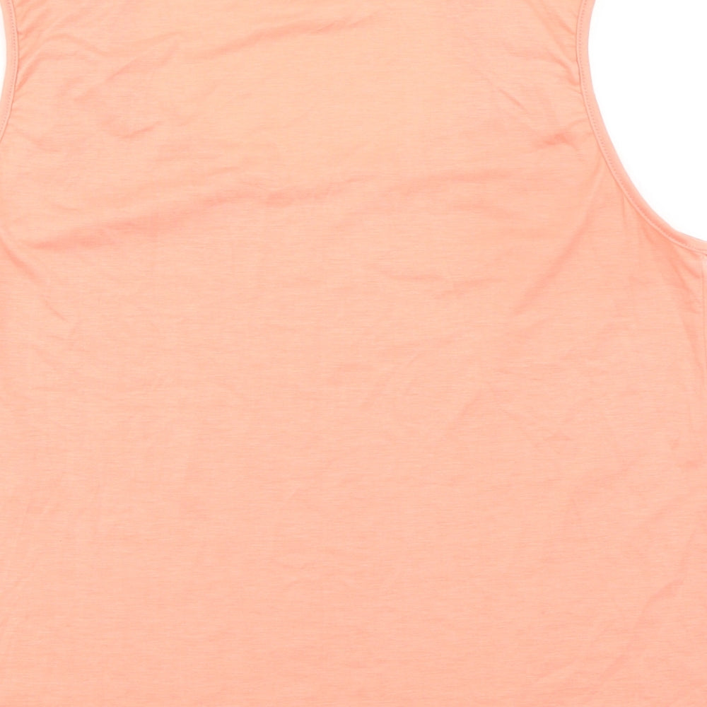 CHICME Womens Orange Polyester Basic Tank Size L Scoop Neck
