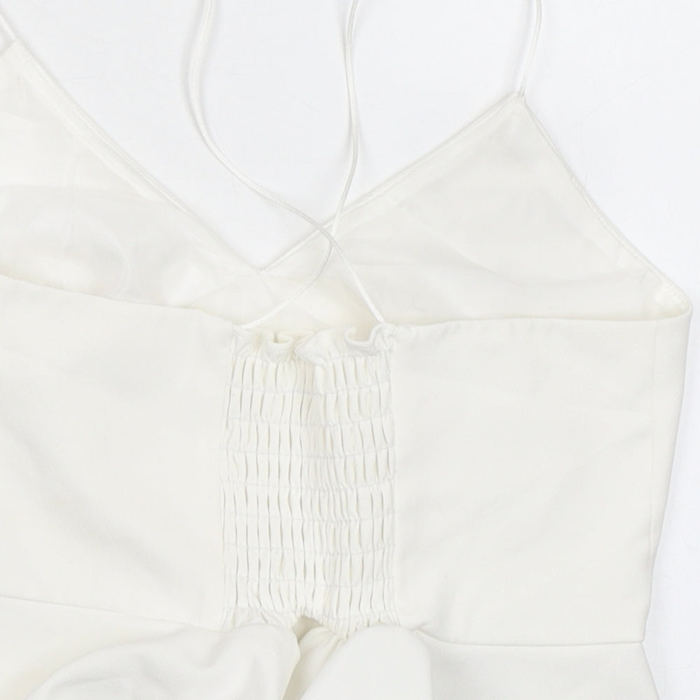 River Island Womens White Polyester Cropped Tank Size 8 V-Neck