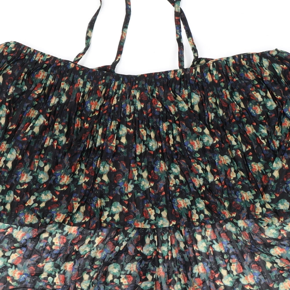 Kimchi Blue Womens Black Floral Polyester Basic Tank Size M Halter