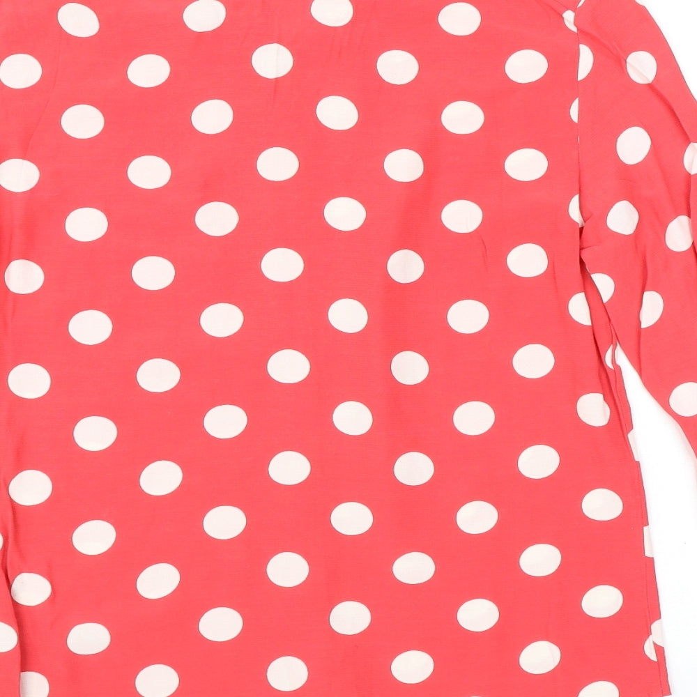 Topshop Womens Pink Polka Dot Viscose Basic Button-Up Size 6 Collared