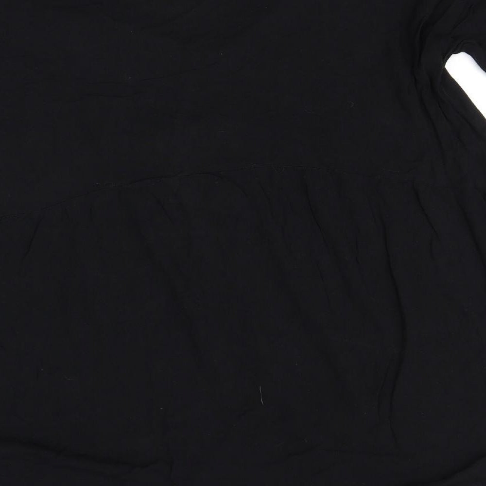 Missguided Womens Black Polyester Basic Button-Up Size 14 Scoop Neck