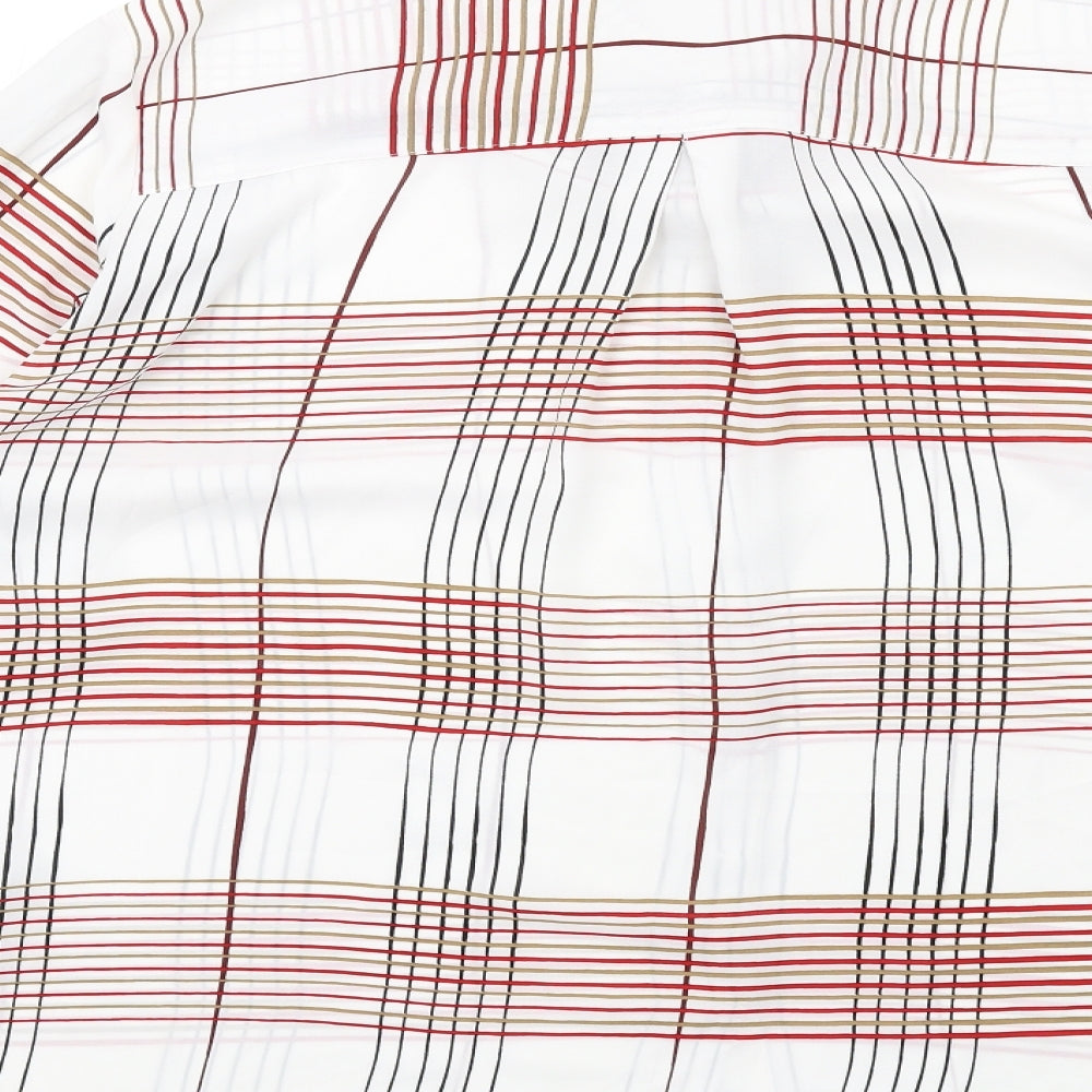 Classics Womens White Check Polyester Basic Button-Up Size 18 Collared