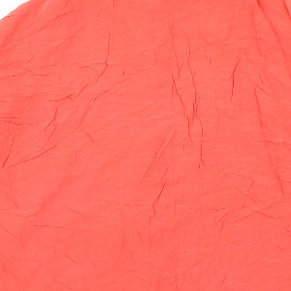 Oasis Womens Red Viscose Basic Button-Up Size 12 Collared