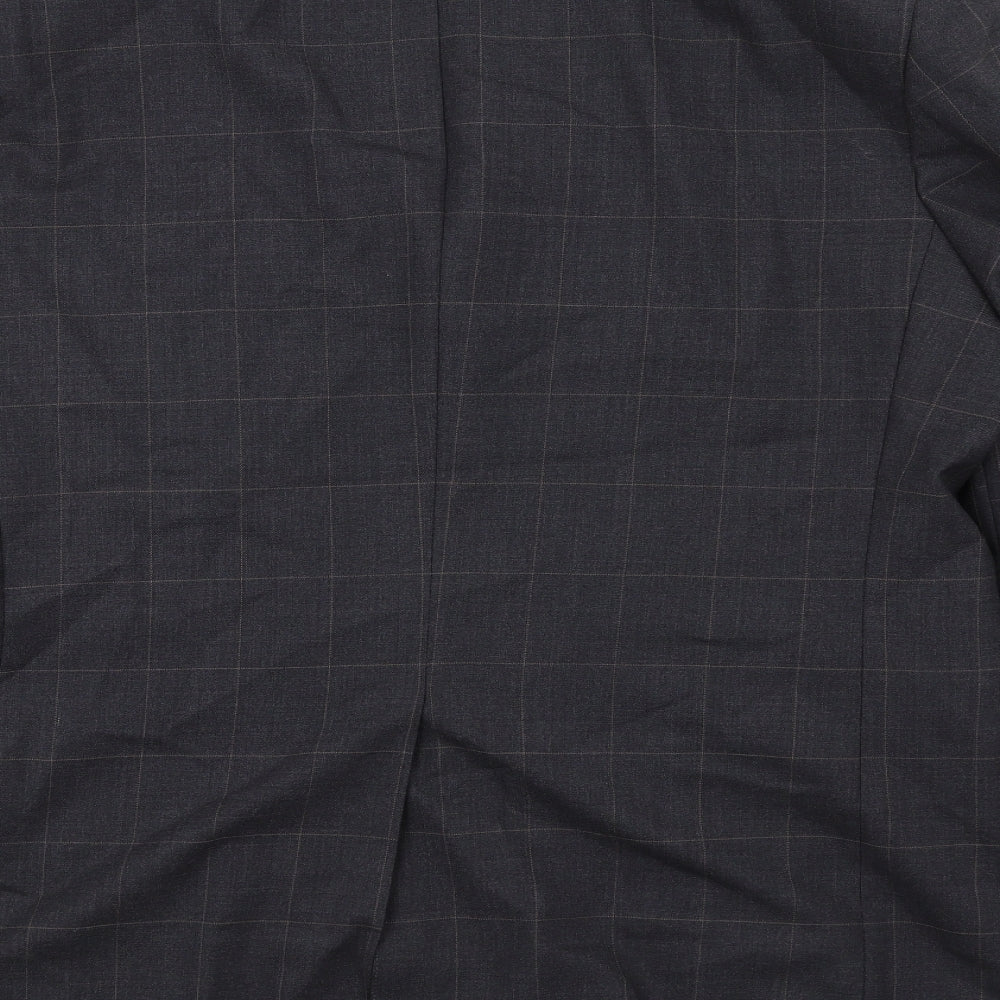 Marks & Spencer Mens Grey Check Wool Jacket Suit Jacket Size 40 Regular