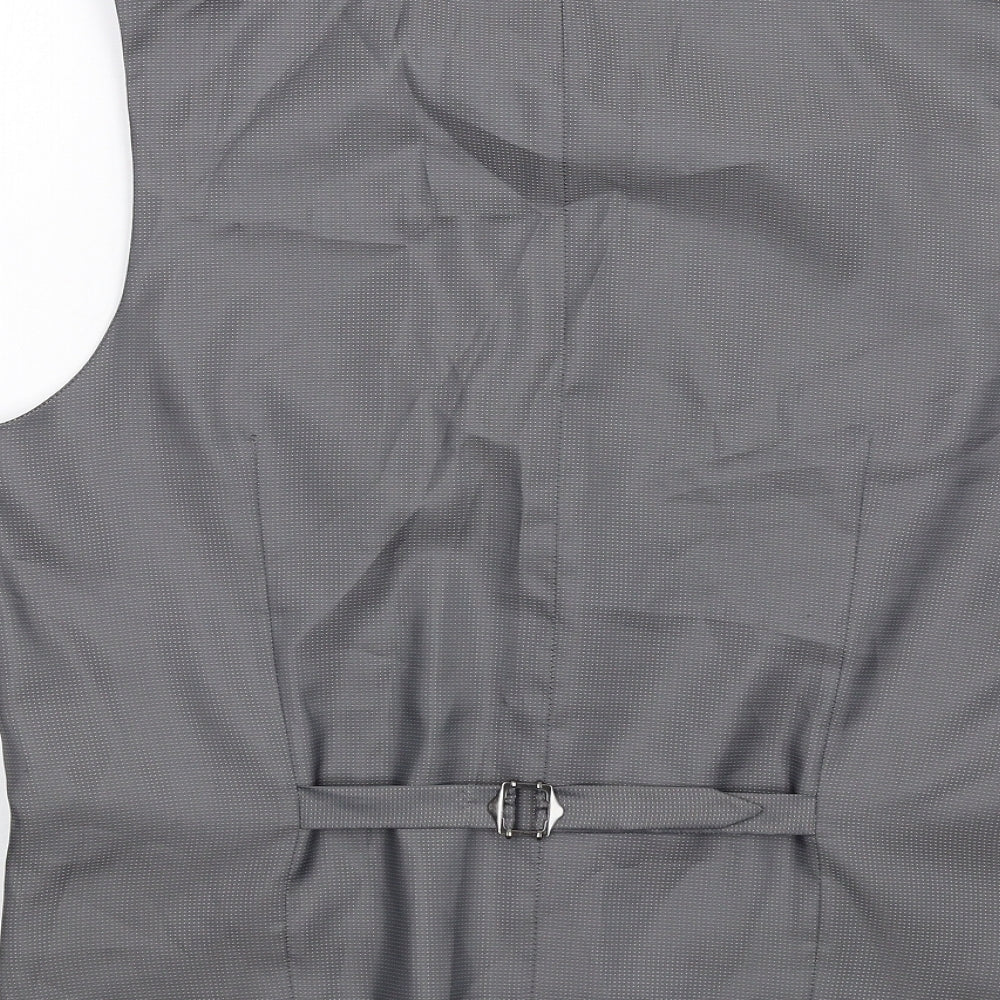 Marks & Spencer Mens Grey Polyester Jacket Suit Waistcoat Size S Regular