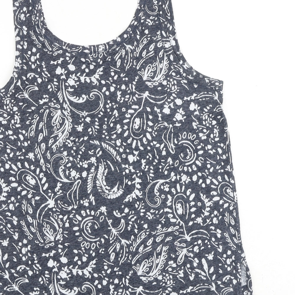 Marks & Spencer Womens Grey Geometric Flax Basic Tank Size 10 Round Neck