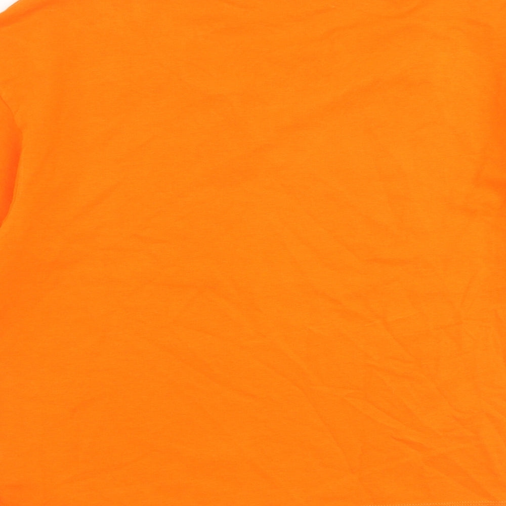 Zara Womens Orange Cotton Cropped T-Shirt Size S Scoop Neck