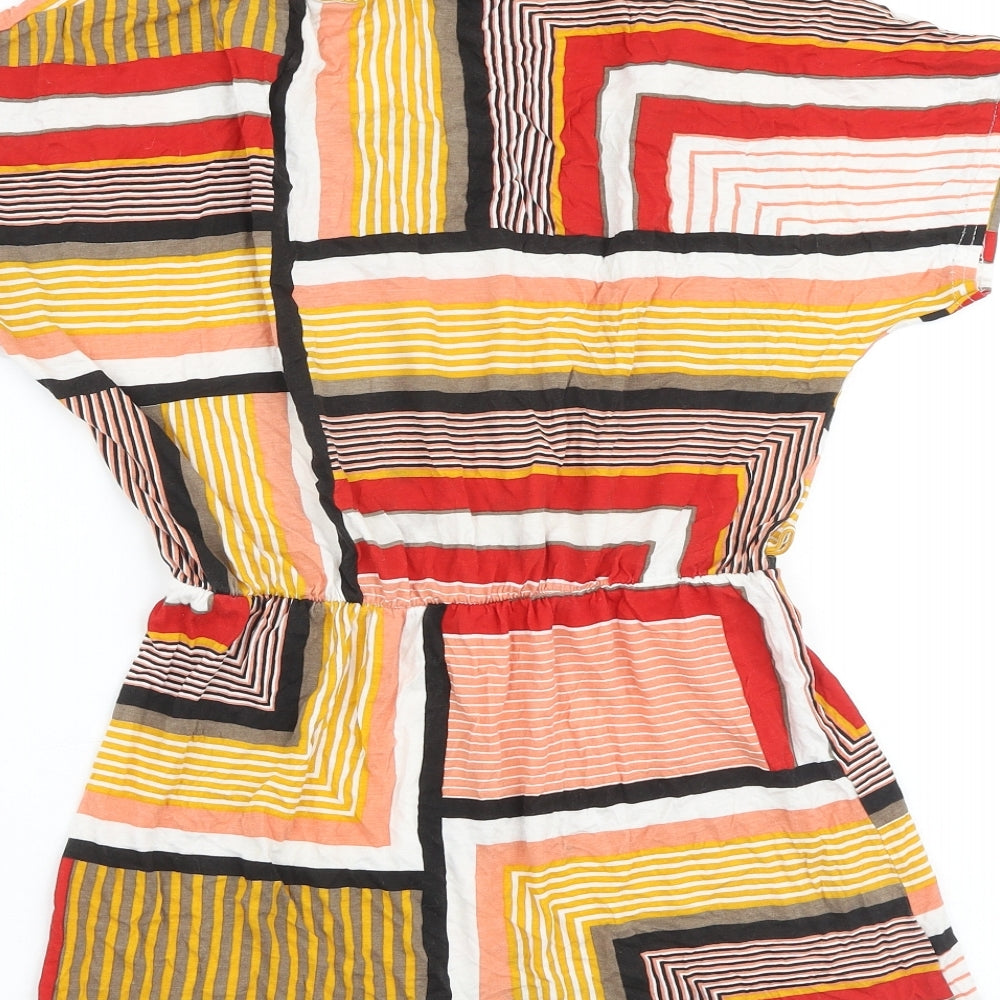Store Twenty One Womens Multicoloured Geometric Viscose Basic Blouse Size 12 Round Neck
