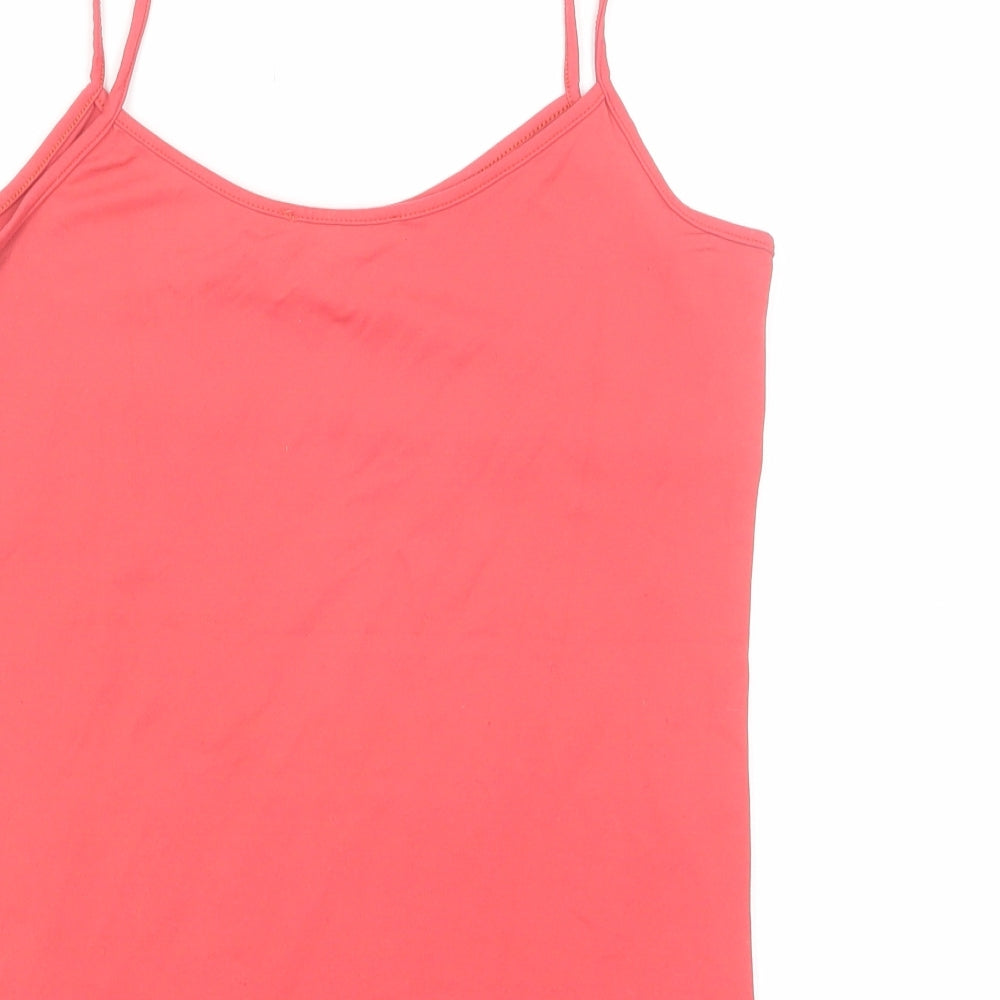 Zara Womens Pink Cotton Basic Tank Size M Round Neck
