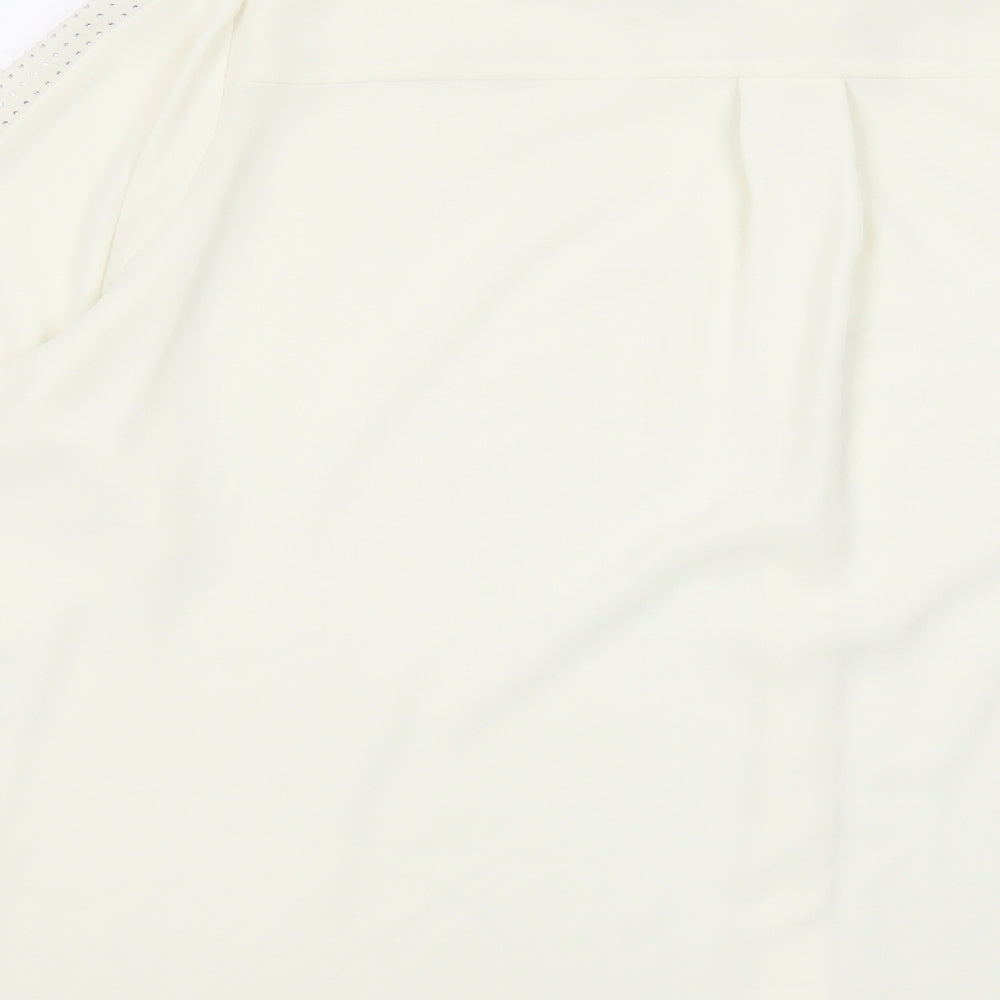 Marks & Spencer Womens Ivory Polyester Basic Button-Up Size 24 Collared