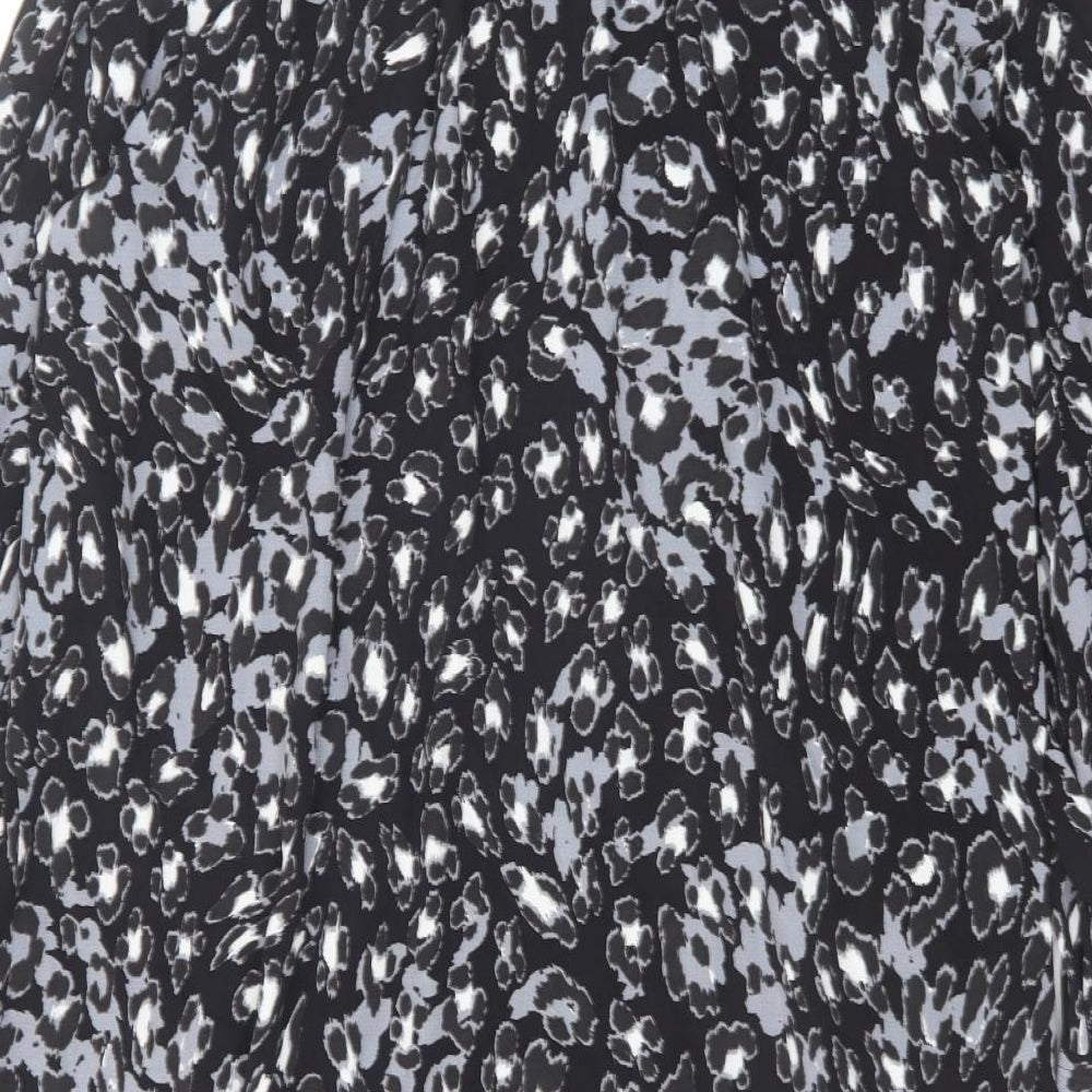 Marks & Spencer Womens Black Geometric Viscose Shift Size 14 V-Neck Pullover