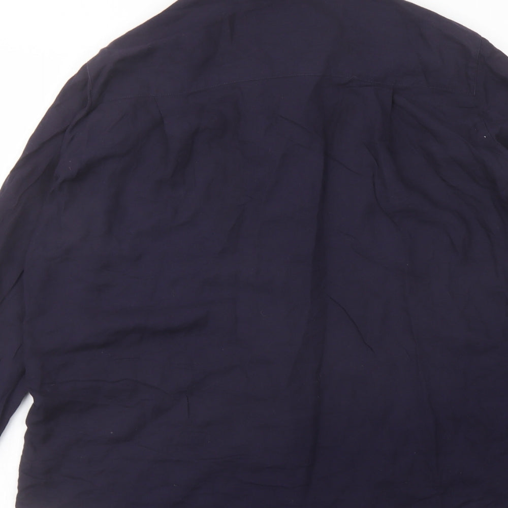 Zara Womens Blue Polyester Basic Button-Up Size L Collared