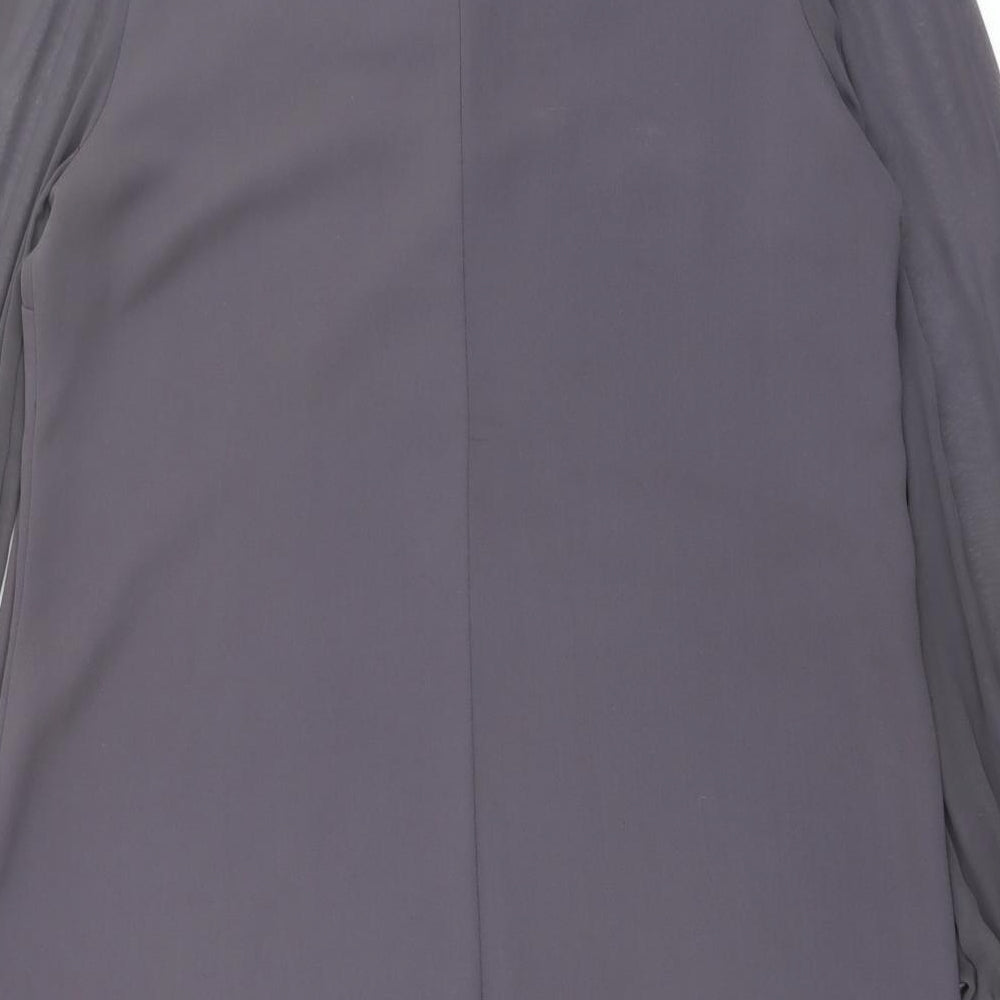 Warehouse Womens Grey Polyester A-Line Size 16 Round Neck Button