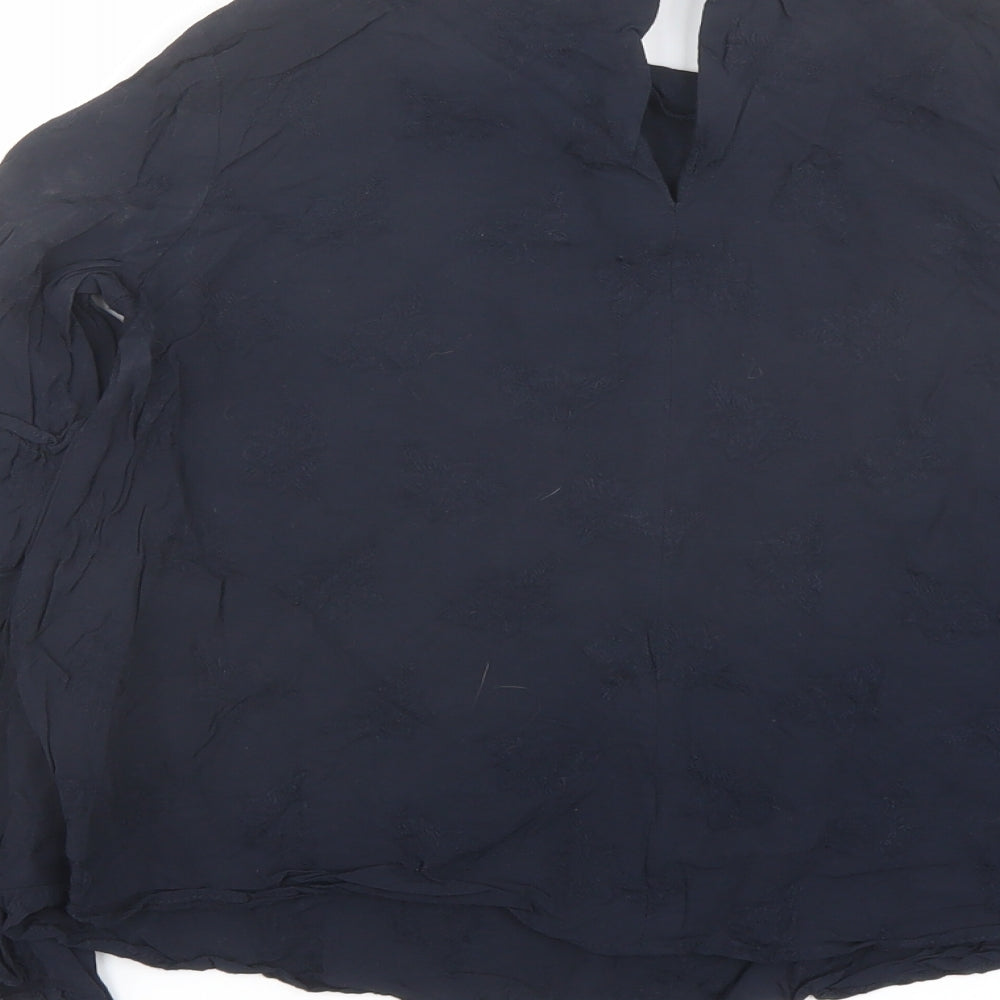 Topshop Womens Blue Viscose Basic Blouse Size 6 Round Neck