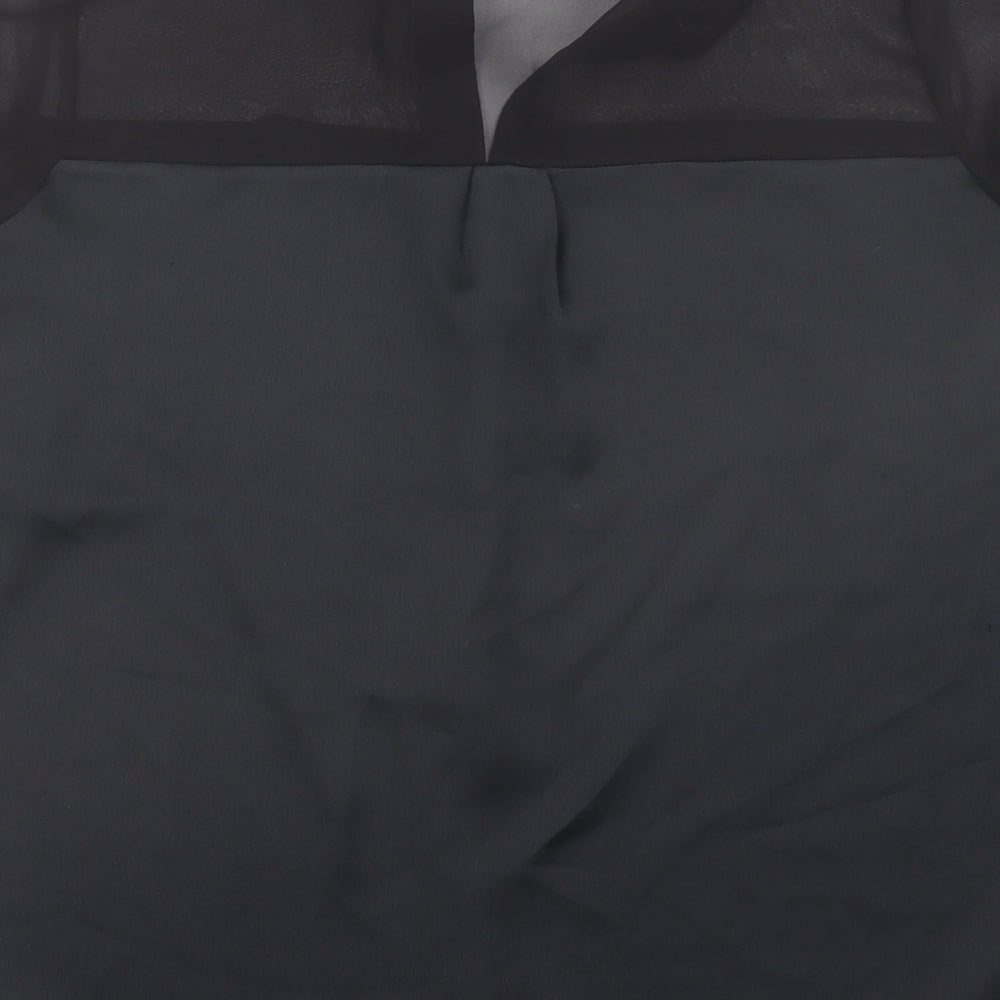 River Island Womens Black Polyester Basic Button-Up Size 10 Collared