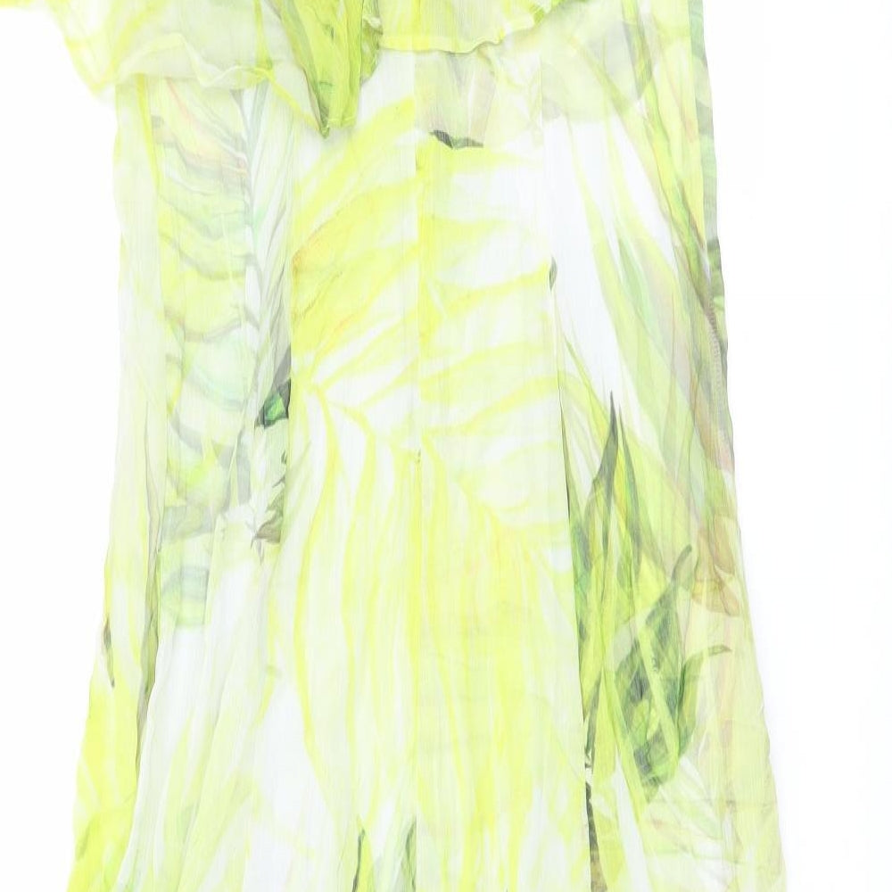 Roman Womens Green Geometric Polyester A-Line Size 10 Round Neck Zip - Cold Shoulders