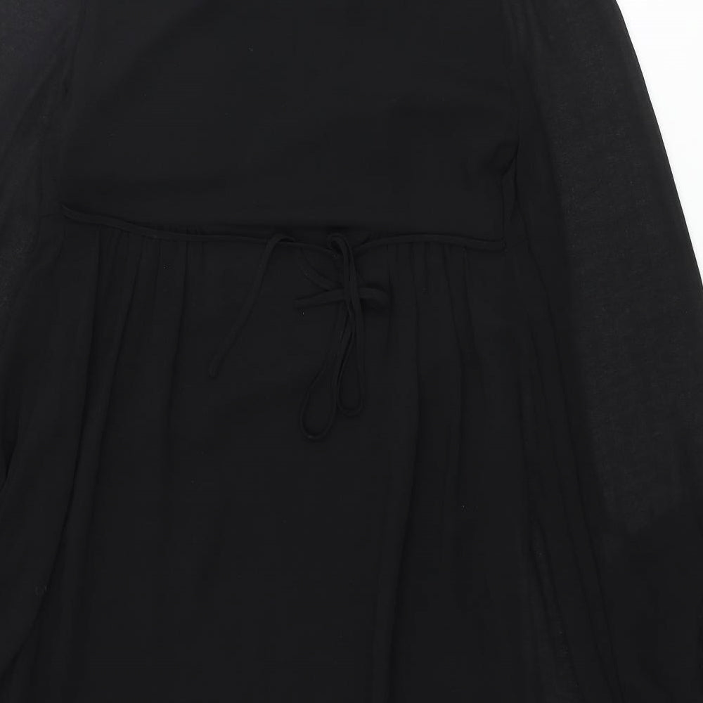 Warehouse Womens Black Polyester A-Line Size 10 Round Neck Button