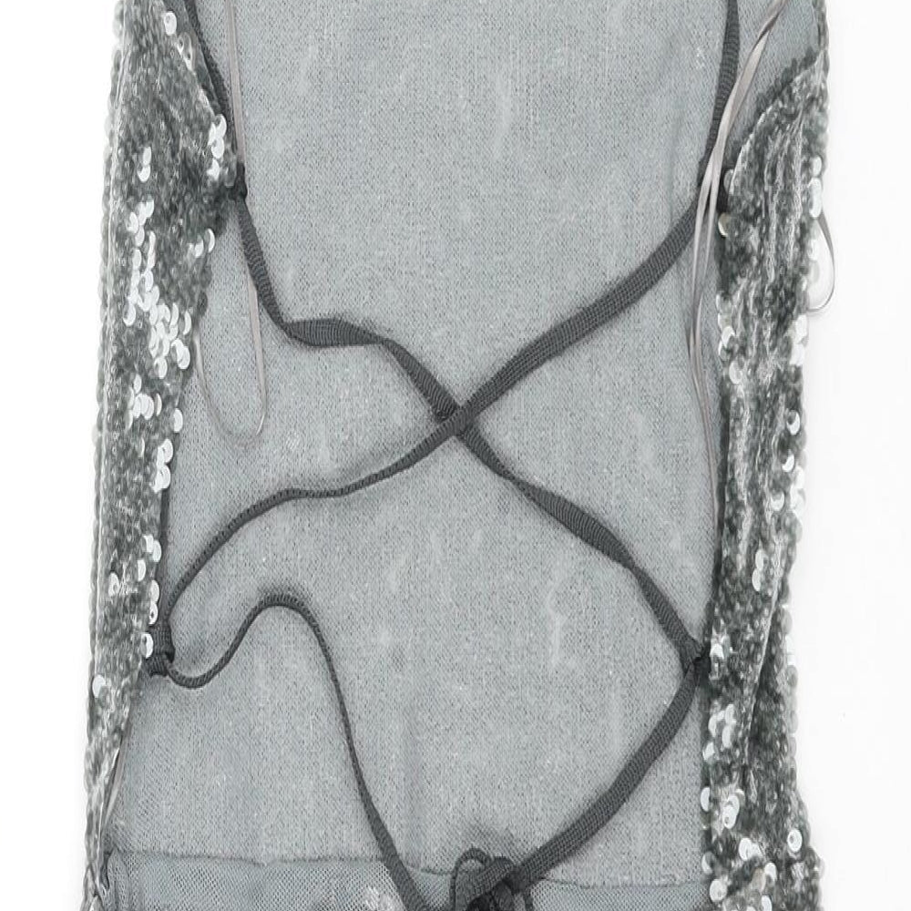 Zara Womens Grey Polyester Mini Size S Halter Lace Up - Open Back