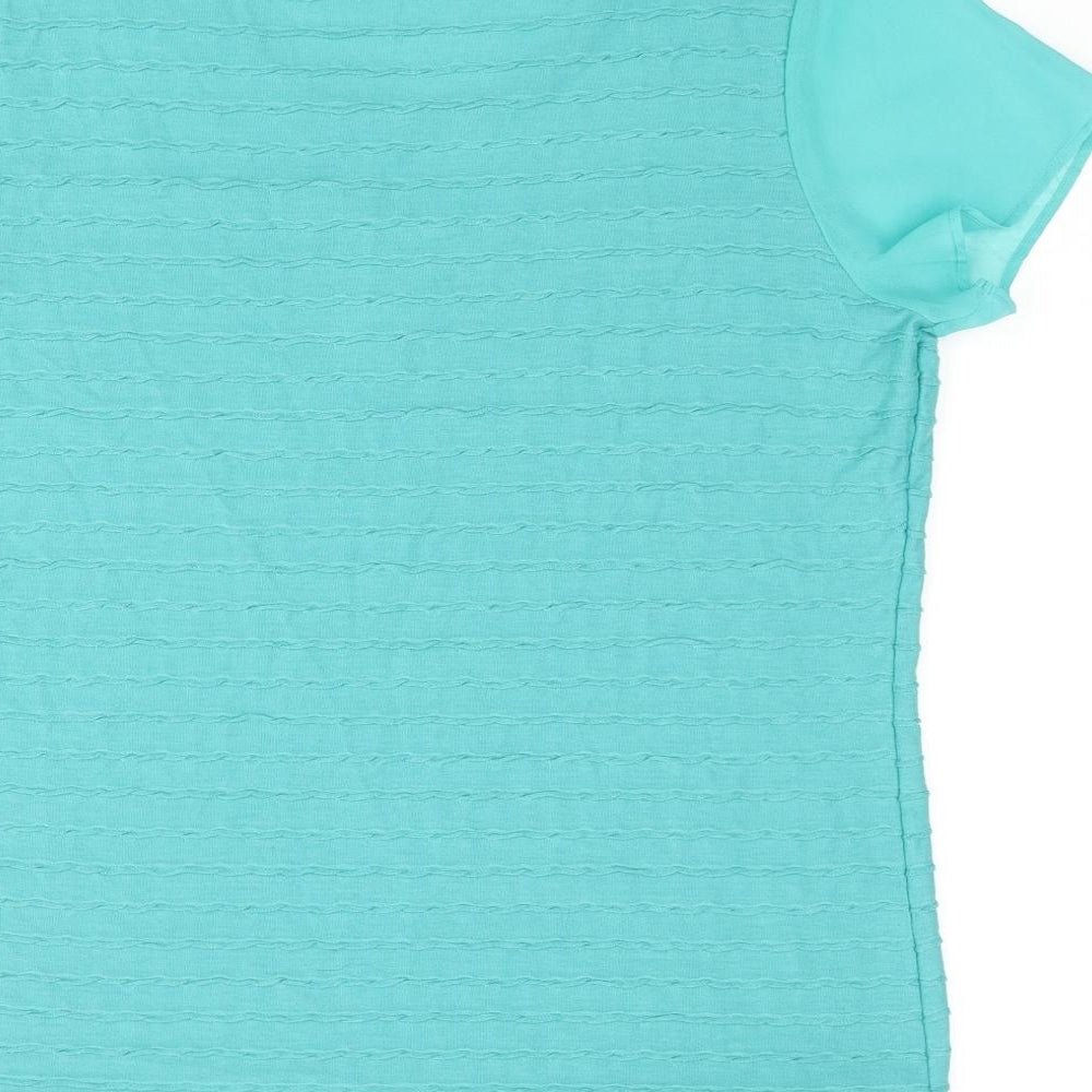 Per Una Womens Blue Polyester Basic T-Shirt Size 14 Round Neck