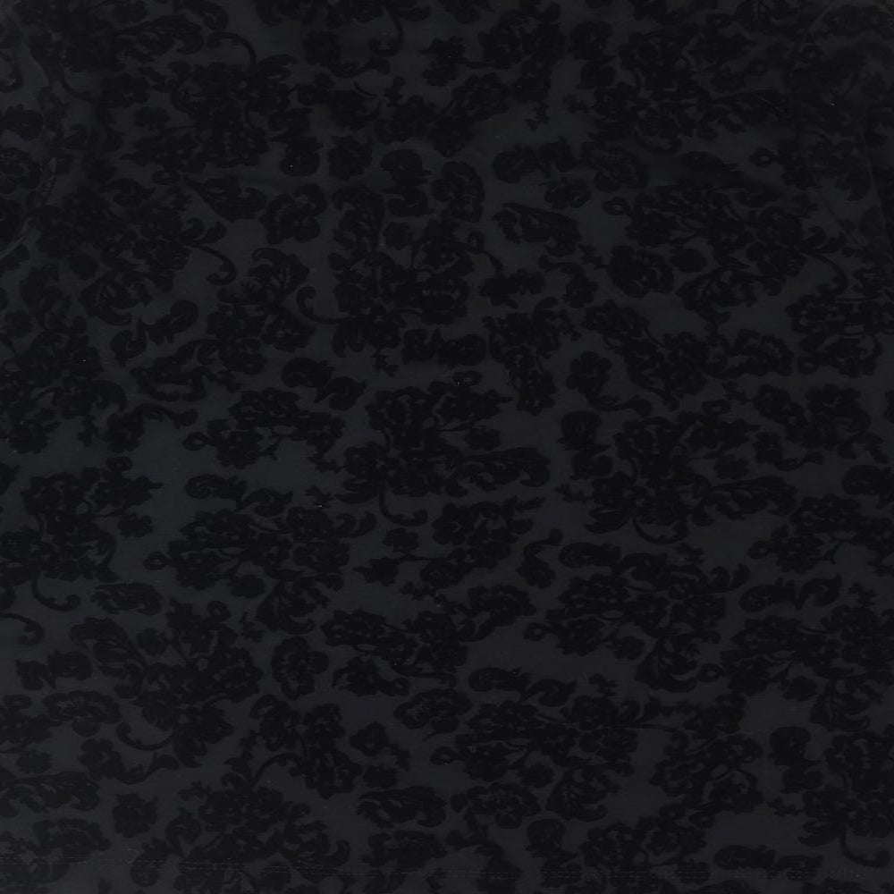 TIGI Womens Black Floral Polyester Basic T-Shirt Size 10 V-Neck - Size 10-12