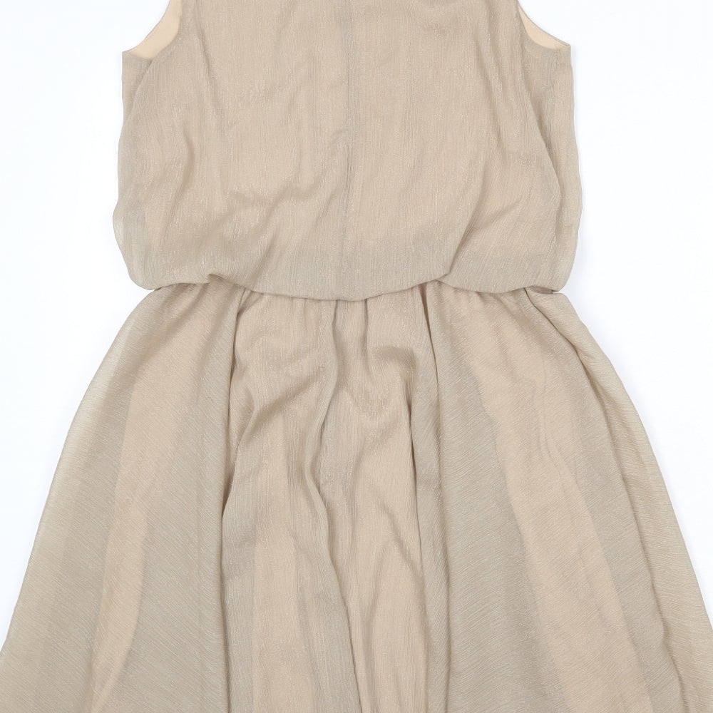 Tiana B Womens Beige Polyester A-Line Size 10 Round Neck Pullover