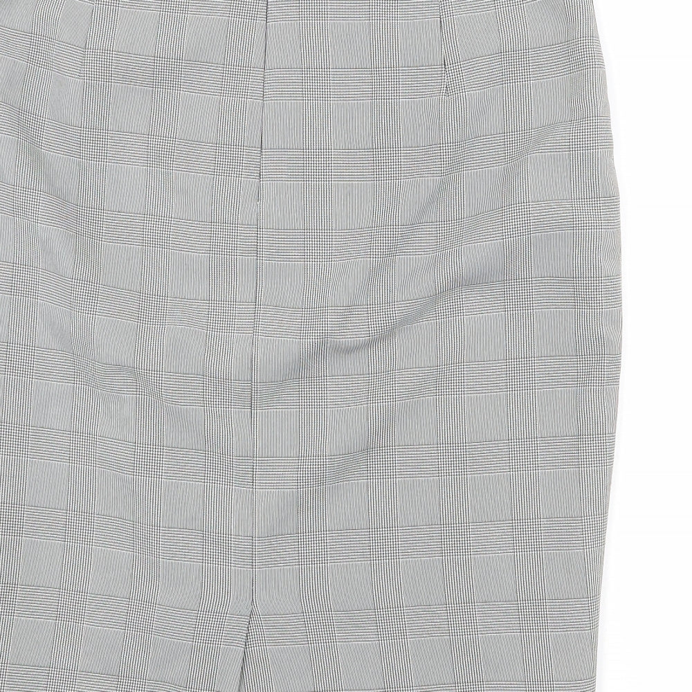 South Womens Grey Plaid Polyester A-Line Skirt Size 14 Zip