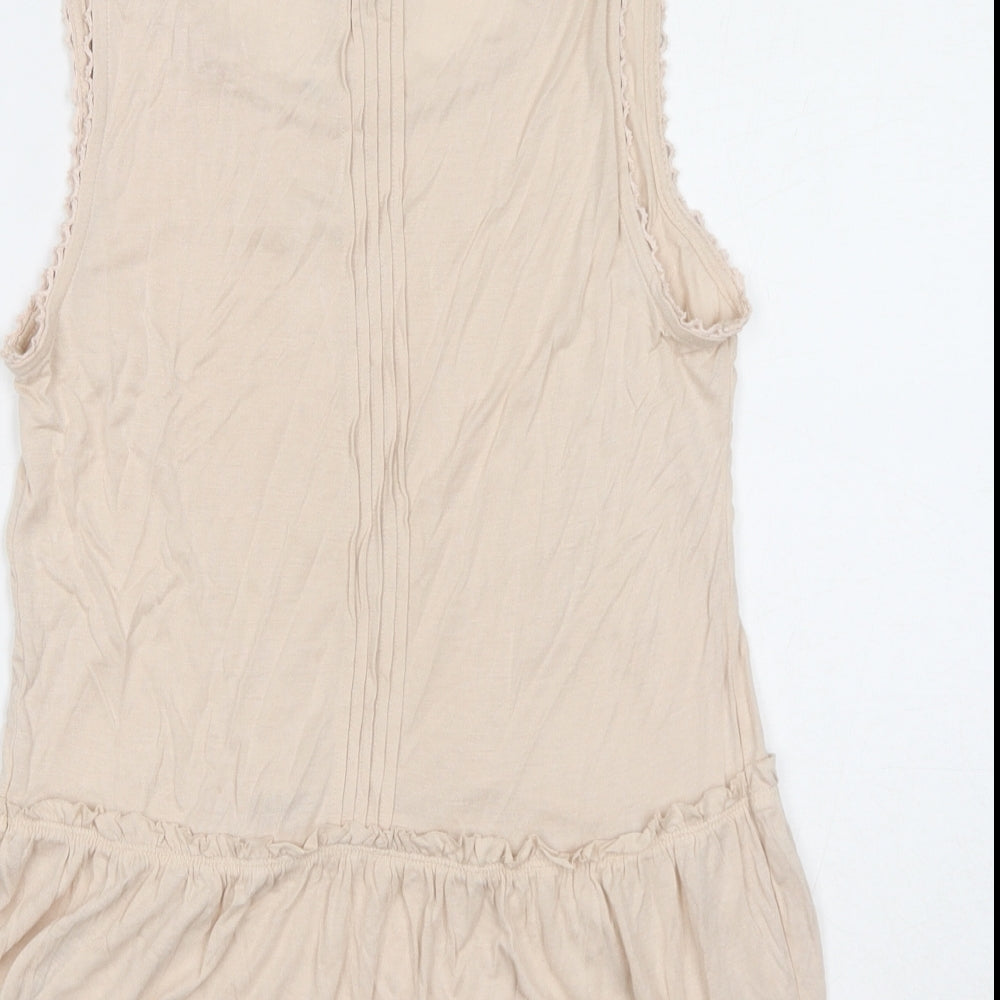 NEXT Womens Ivory Viscose Basic Tank Size 10 Round Neck