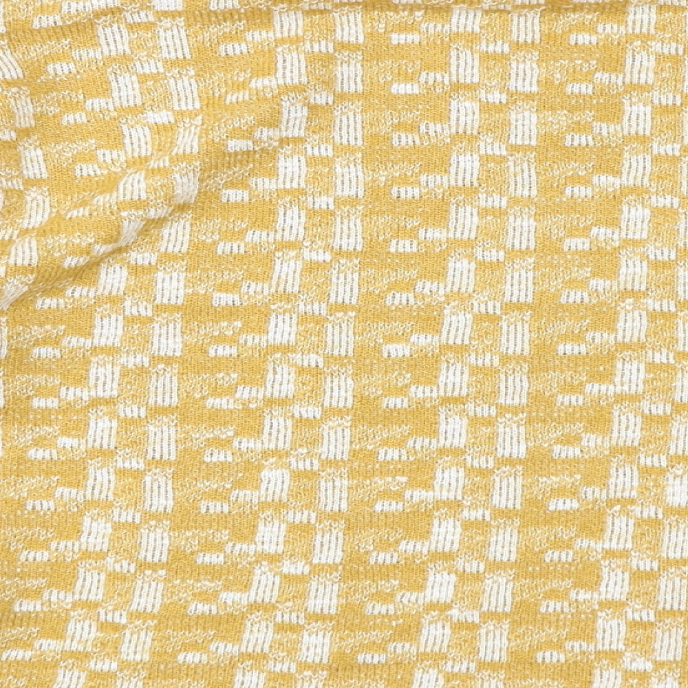 Marks & Spencer Womens Yellow Round Neck Geometric Viscose Pullover Jumper Size 10