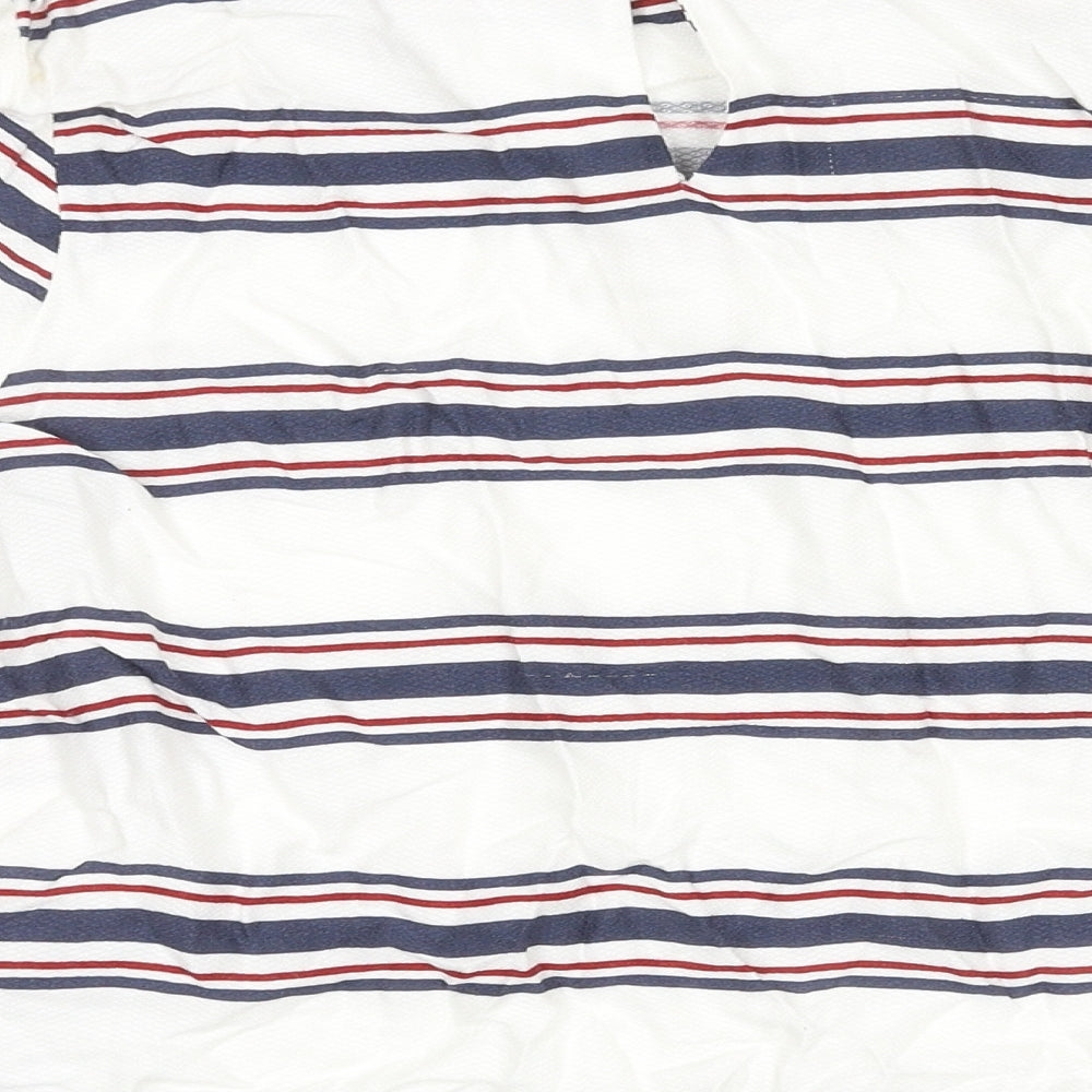 New Look Womens Multicoloured Striped Viscose Basic Blouse Size 8 Round Neck