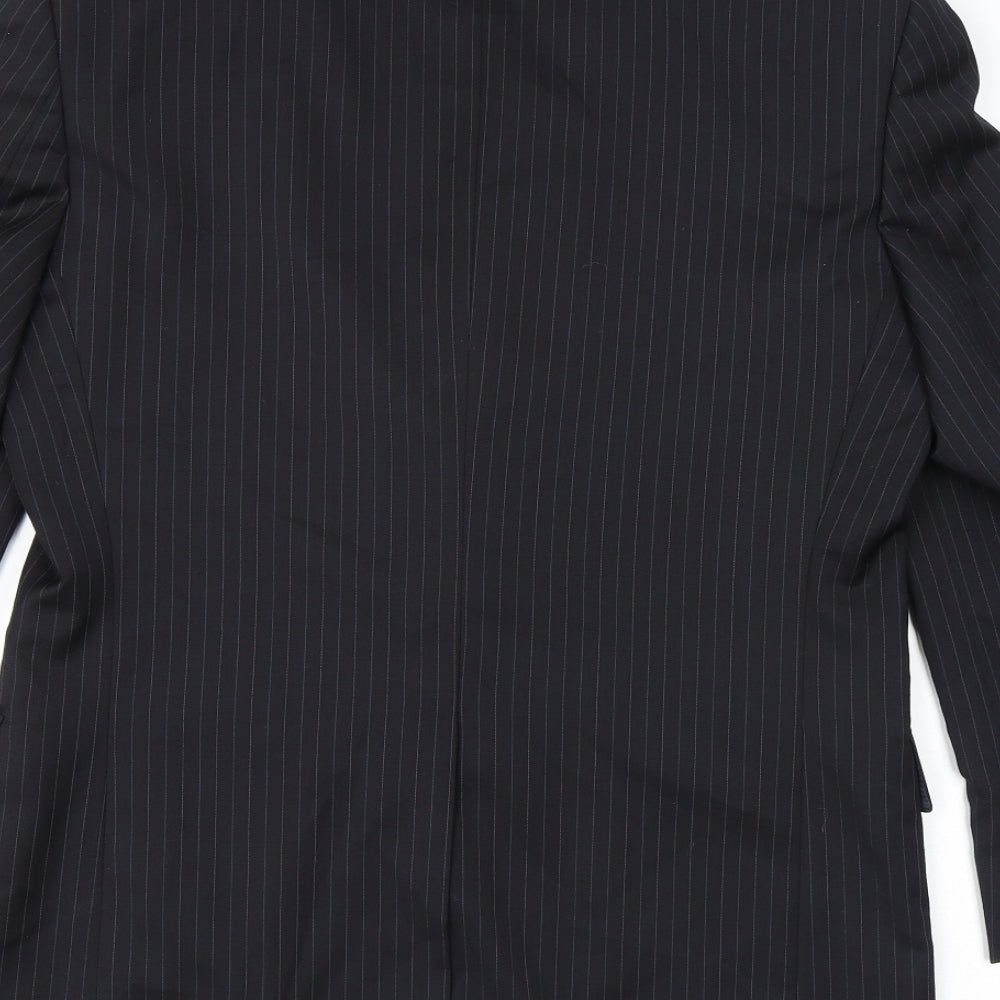 Marks & Spencer Mens Black Striped Wool Jacket Suit Jacket Size 38 Regular