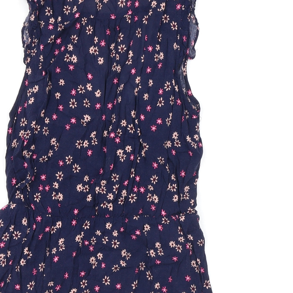 Gap Womens Blue Floral Viscose Basic Blouse Size S V-Neck