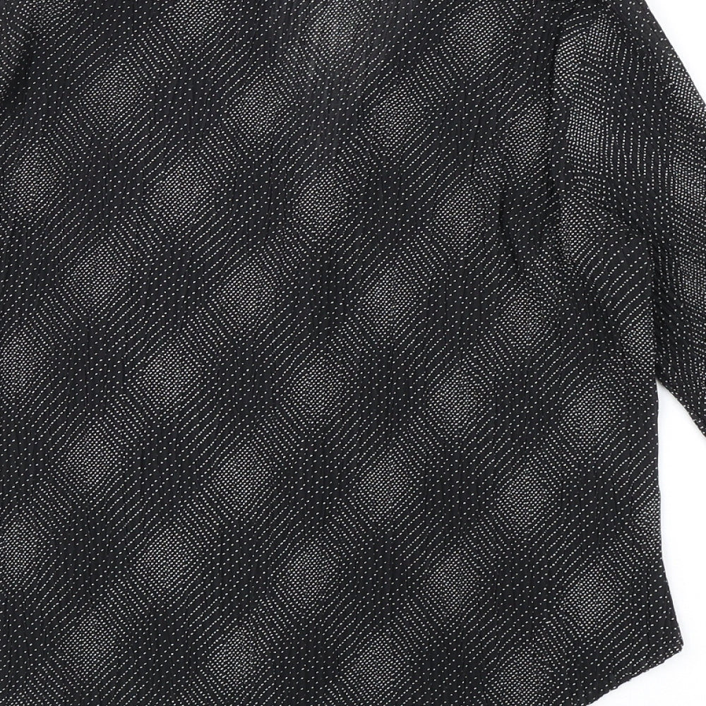 Marks & Spencer Womens Black Geometric Polyester Basic Button-Up Size 12 Collared