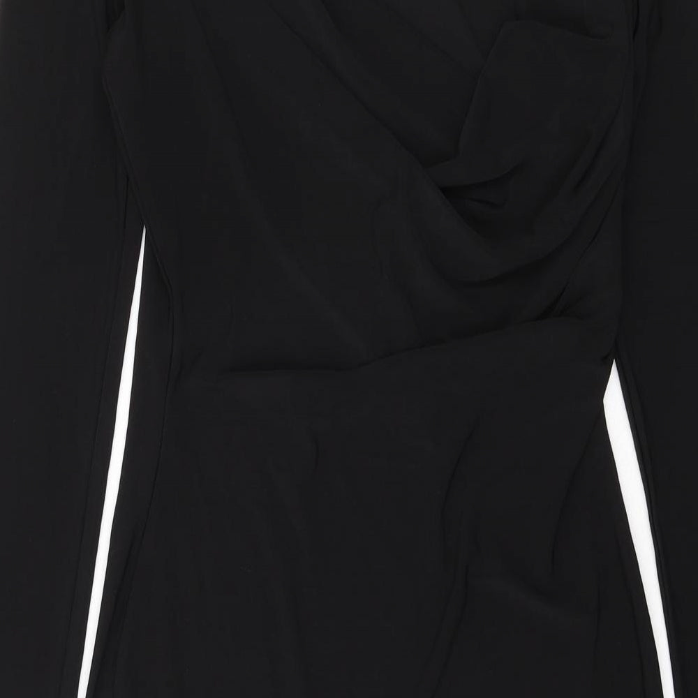 Lipsy Womens Black Polyester Bodycon Size 4 Boat Neck Pullover