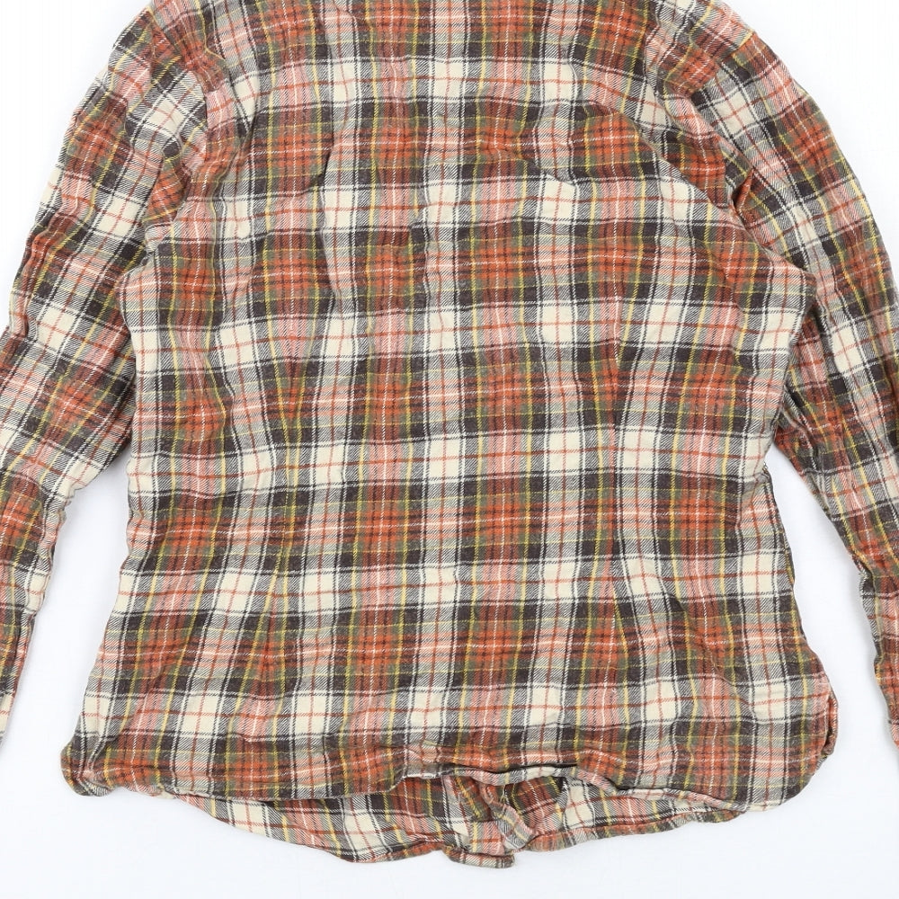 BDG Womens Orange Plaid Cotton Basic Button-Up Size M Collared
