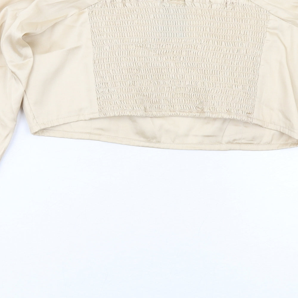 COLLUSION Womens Ivory Polyester Cropped Blouse Size 10 Square Neck