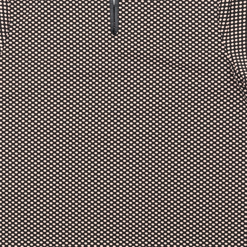 Oasis Womens Black Polka Dot Polyester Basic T-Shirt Size M Round Neck