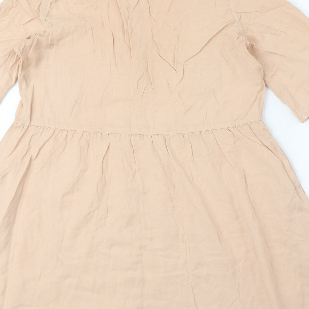 Zara Womens Pink Lyocell Shirt Dress Size XS Collared Button