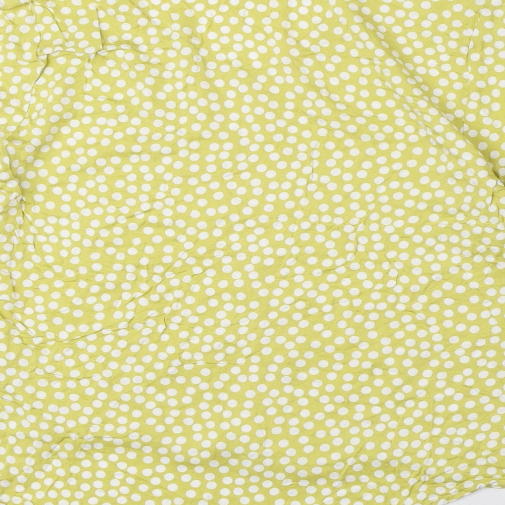 Comma Womens Green Polka Dot Viscose Basic Blouse Size 6 V-Neck