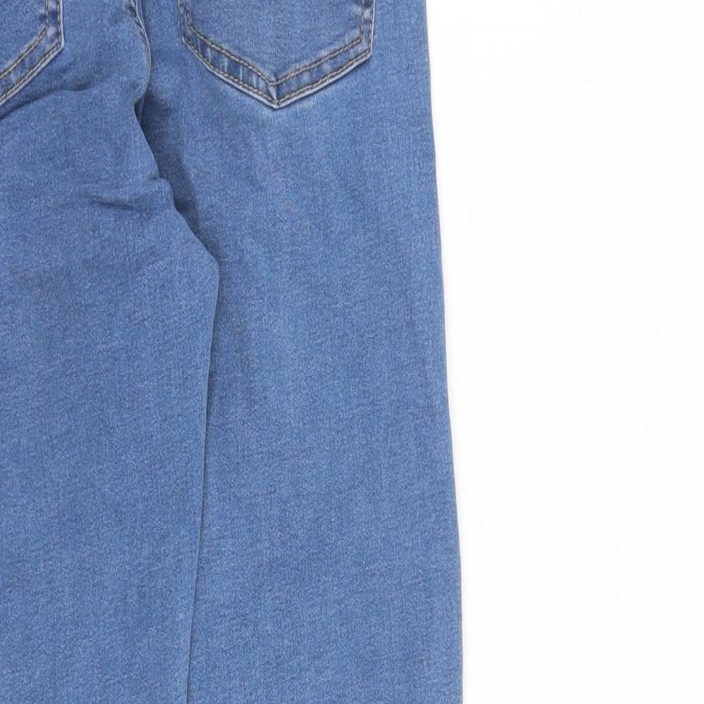 Marks & Spencer Womens Blue Cotton Skinny Jeans Size 10 L28 in Regular Zip
