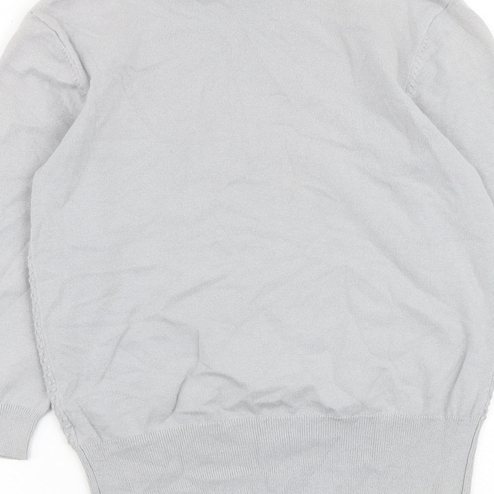 Oasis Womens Grey Boat Neck 100% Cotton Pullover Jumper Size S