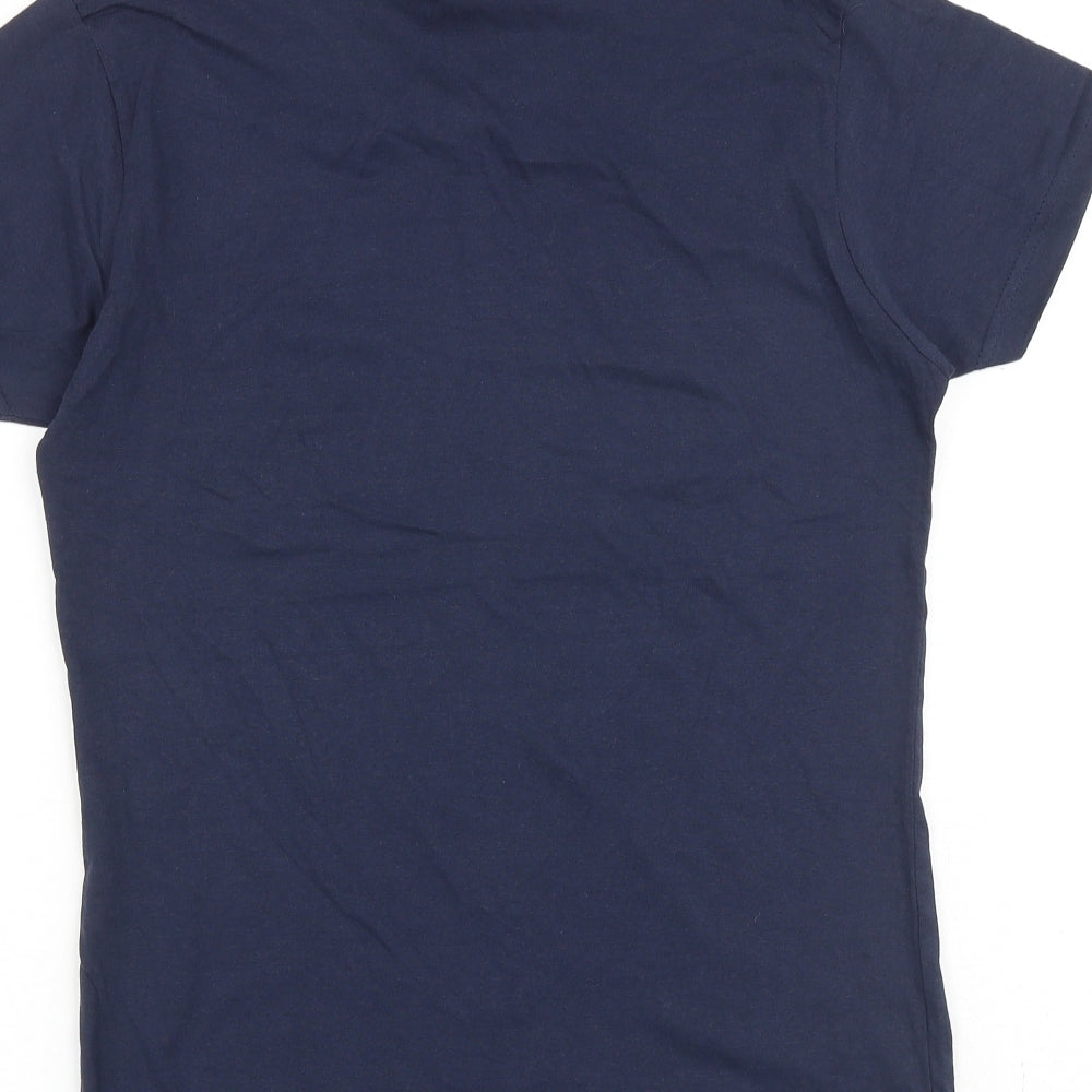 Urban Heritage Womens Blue Cotton Basic Tank Size S V-Neck