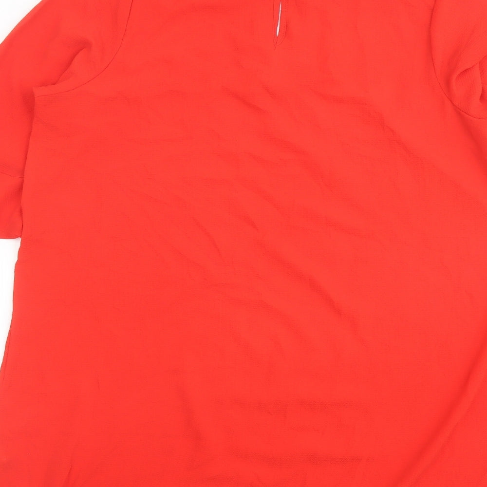 Be You Womens Red Polyester Basic Blouse Size 14 Round Neck