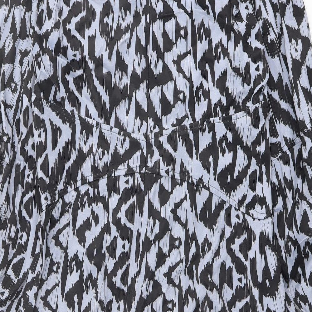 Topshop Womens Blue Geometric Viscose A-Line Size 12 High Neck Zip