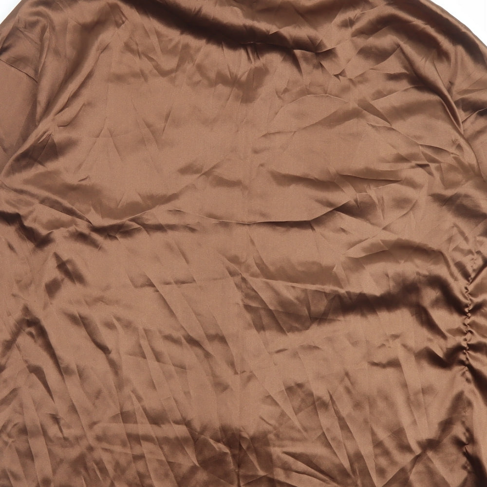Missy Empire Womens Brown Polyester Basic Button-Up Size 4 Collared