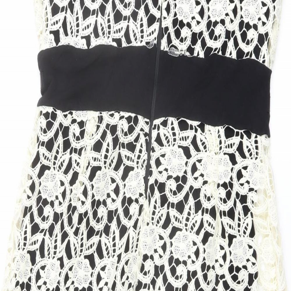 Kaleidoscope Womens Ivory Polyester Bodycon Size 12 Round Neck Zip - Lace