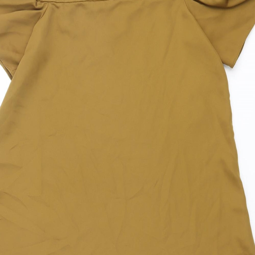 New Look Womens Brown Polyester Basic Blouse Size 10 Off the Shoulder
