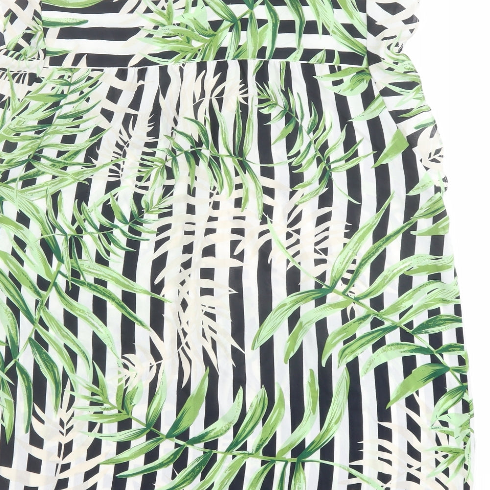 Hilary Radley Womens White Striped Polyester Basic Blouse Size L V-Neck