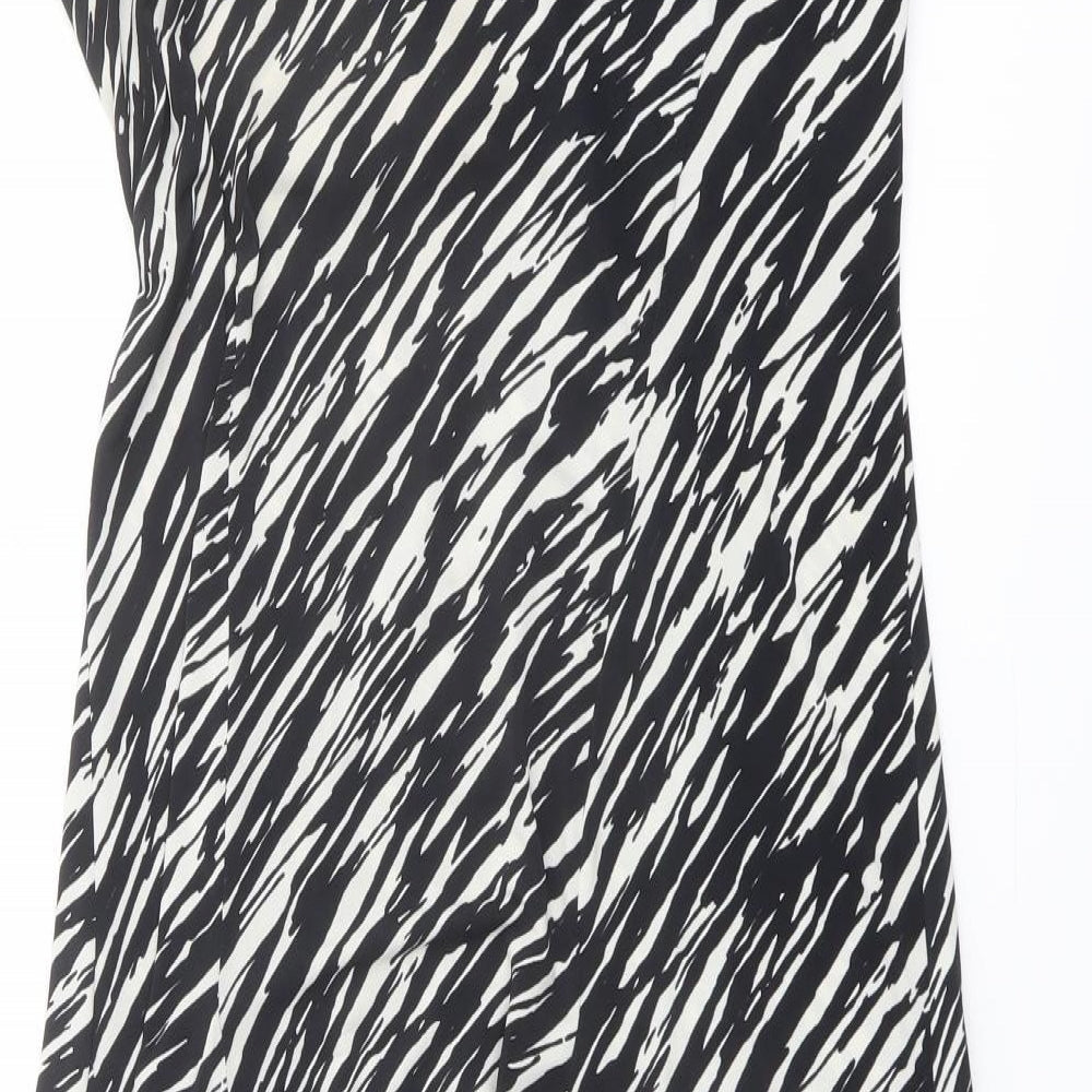 Annabelle Womens Black Animal Print Polyester Trapeze & Swing Size 14 V-Neck Pullover - Zebra pattern