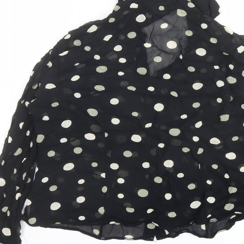 Marks & Spencer Womens Black Polka Dot Viscose Basic Button-Up Size 12 Collared